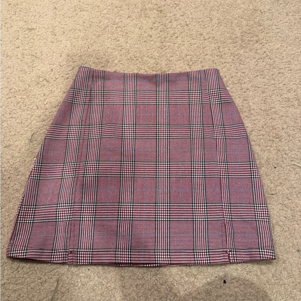 Red Gray A-Line Mini Skirt